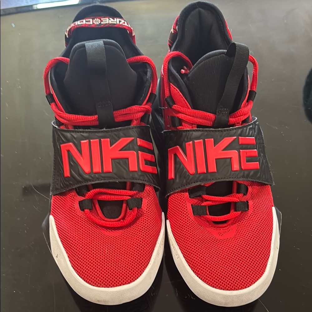 Nike Red and Black High-Top Sneakers with Velcro Strap